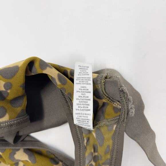 Aerie Offline Large Green Stretch Medium Support Sports Bra Leopard Keyhole Back - Picture 9 of 9